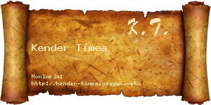 Kender Tímea névjegykártya